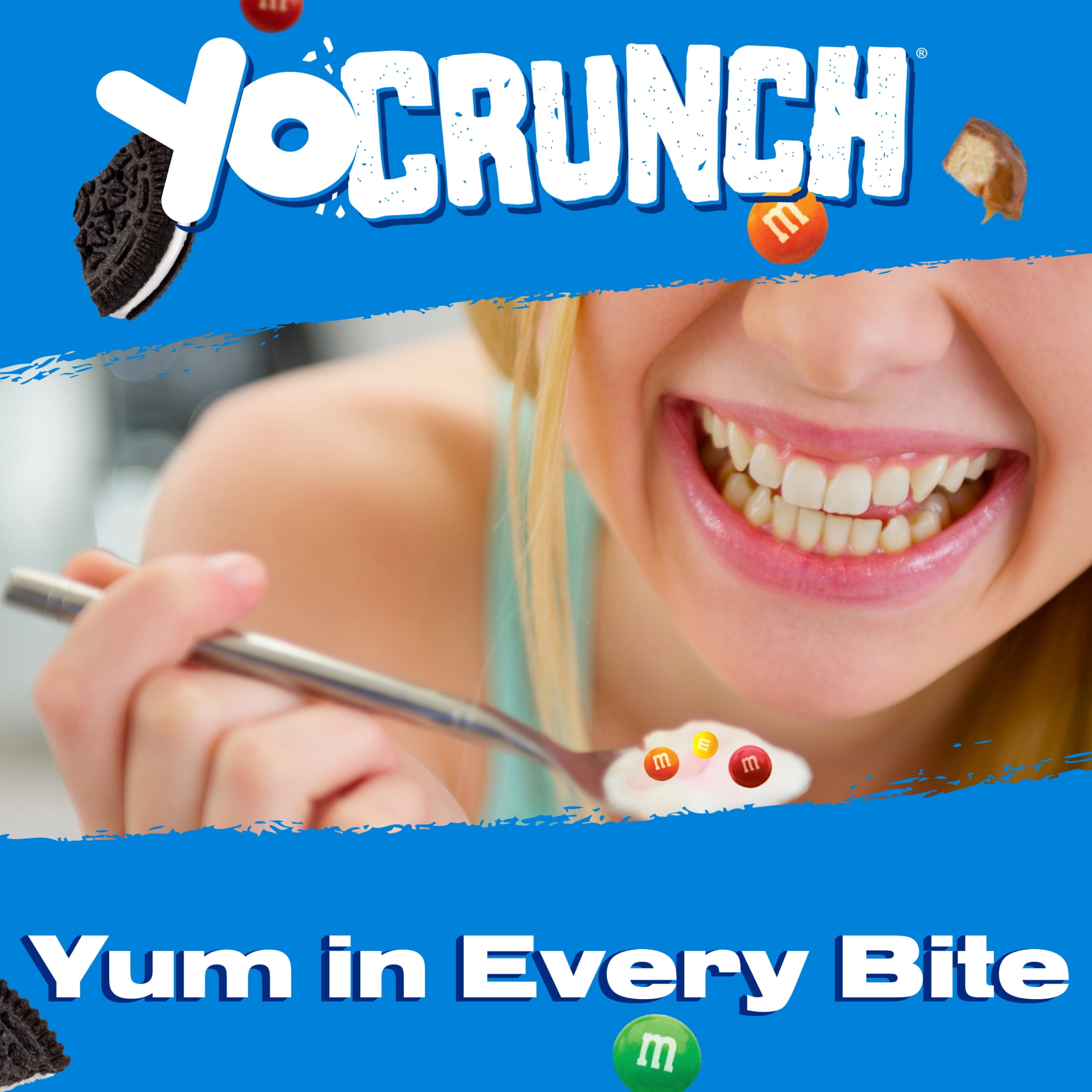 YoCrunch Strawberry Low Fat Yogurt with Mini M&Ms(R), Single Serve Snacks, 4 oz Yogurt Cups, 4 Count