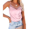 thumbnail image 2 of Ekouaer Silk Satin Camisole V Neck Tank Top Cami Silky Basic Tank Shirt Mesh, 2 of 6