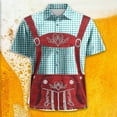 thumbnail image 2 of XIAOCHA Men's Oktoberfest Themed Shirt Short Sleeve Collared Button Up Gingham Print Tee Festive Bavarian Style Casual Party Top, 2 of 4