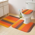thumbnail image 4 of Color Striped Gradient Bathroom Rugs Set Modern Orange Yellow Brown Minimalist Non Slip Absorbent Soft Bath Mats 3 Piece Set with Bathroom Rug, U-Shaped Floor Mat, Toilet Seat Cover Small Size, 4 of 9