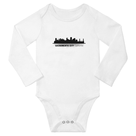 

Sacramento City California Silhouette Cute Baby Long Sleeve Bodysuit Unisex (White 18-24M)