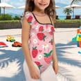 thumbnail image 3 of Uorisanigo Girls Swimsuit One Piece Cute Strawberry Adjustable Strap Summer Beach Swimwear with Ruffled Sleeve Straps Bathing Suit, Size 3-4, 3 of 7