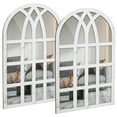 thumbnail image 3 of Qenwkxz 17.55" x 12.48" White Retro Arched Window Decal Wall Mirror, Set of 2, 3 of 11