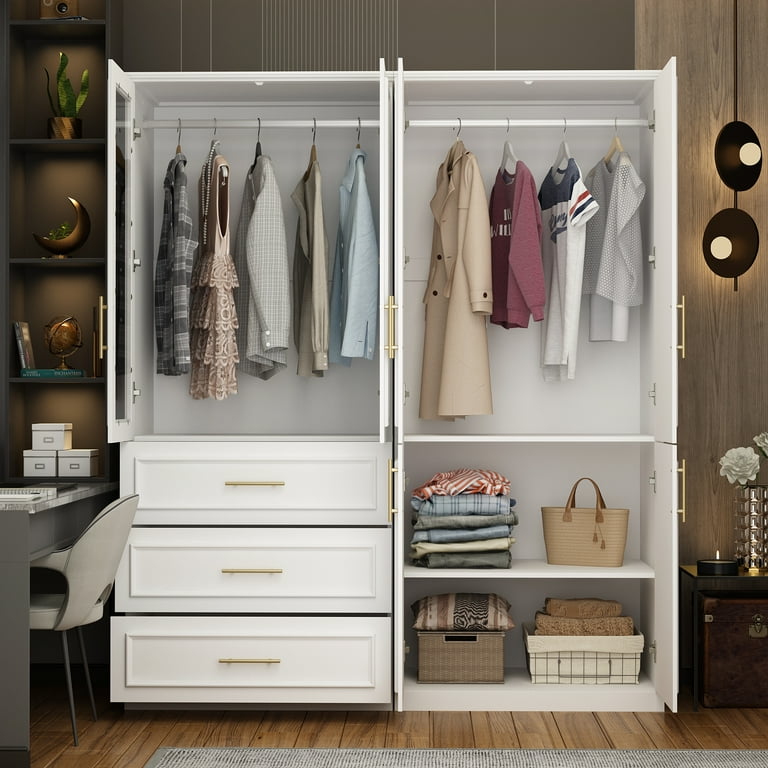 OXYLIFE Large Tall Storage Wardrobe Armoire Closet with Glass