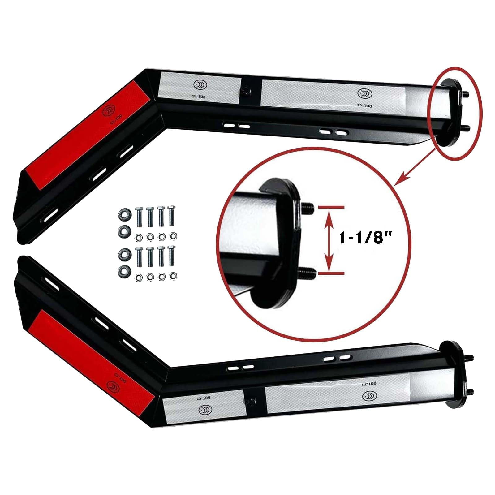 BST BSSP 2PCS Black Angled Spring Loaded Mud Flap Hanger Bracket Set&Semi Truck Trailer Duty Mud Flap 24"x24",1-1/8" 1.125" Bolt Spacing,Commercial Truck Heavy Duty HD Mudflap, Right & Left Side