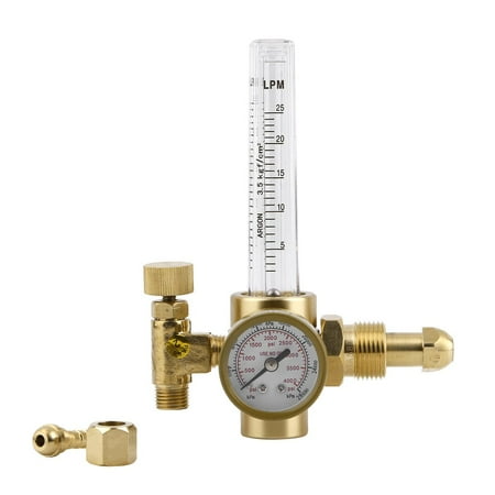Argon Carbon Dioxide CO2 Mig Tig Gas Flow Meter Regulator With Pressure Gauge, golden