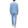 thumbnail image 5 of Dwelliawo Men's 2 Pieces Long Sleeve Solid Color Crew Neck Casual Pajamas Set Sky Blue 4xL, 5 of 5
