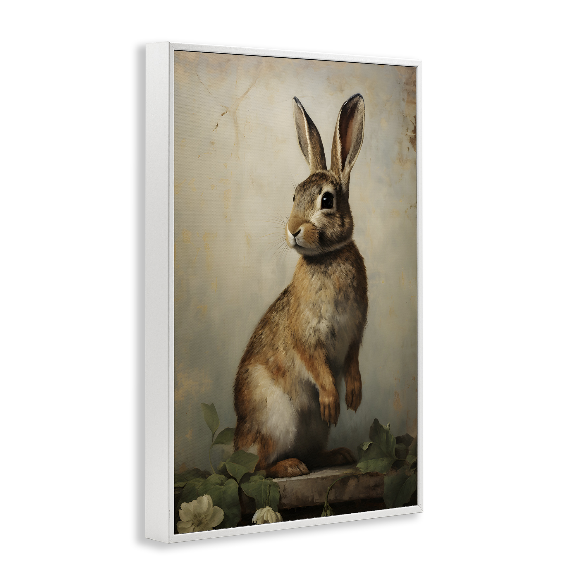 Stupell Industries Dark Rabbit Portrait Animals & Insects Painting White Framed Art Print Wall Art, 12 x 18