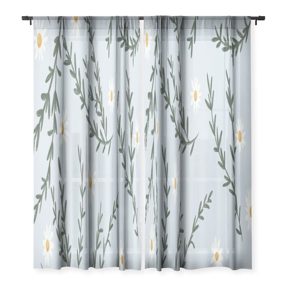 Society6 Lane and Lucia Chamomile And Rosemary Single Panel Sheer Window Curtain 50" x 108"