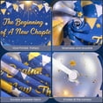 thumbnail image 3 of Golden Theme New Chapter Banner Blue Background Celebration Display Silver Balloons Star Decorations Milestone Backdrop for Graduation Party Career Milestone Birthday Celebration, 3 of 8
