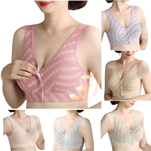 Swuxness Women's Front Closure Wireless Tank Bras Comfortable Push Up Wide Straps Seamless Breathable