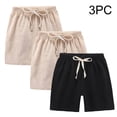 thumbnail image 7 of Girls 3-Pack Summer Shorts Cotton Linen Bermuda Shorts Drawstring Loose Elastic Waist Casual Shorts with Pocket 4T, 7 of 7