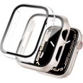 thumbnail image 1 of 2 Pack Hard PC Case Compatible with Apple Watch SE 2022/Series 6/5/4/SE 44mm, Case with Tempered Glass Screen Protector Overall Bubble-Free Cover for iWatch Accessories, Starlight+Clear, 1 of 5