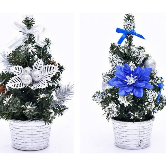 SWETRACE Silver Christmas Ornaments Artificial Christmas Tree Blue PVC 2Pcs