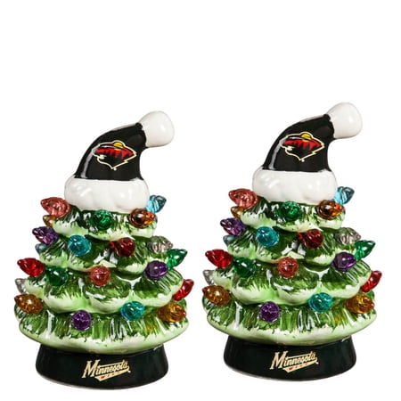 Minnesota Wild 2-Pack 4 Ceramic LED Christmas Tree Set