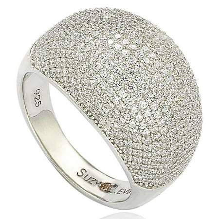 Sterling Silver Pave Dome - Sterling Silver Pave Dome Cubic Zirconia Ring