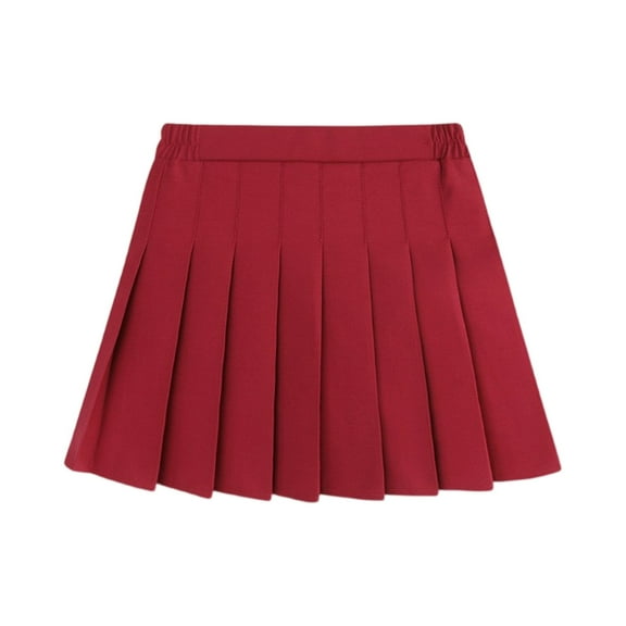 YOUYEDIAN Girls Skirts Elastic Waist Pleated School Uniform Short Skirt Causal Tennis Skorts Red 5-6 Years
