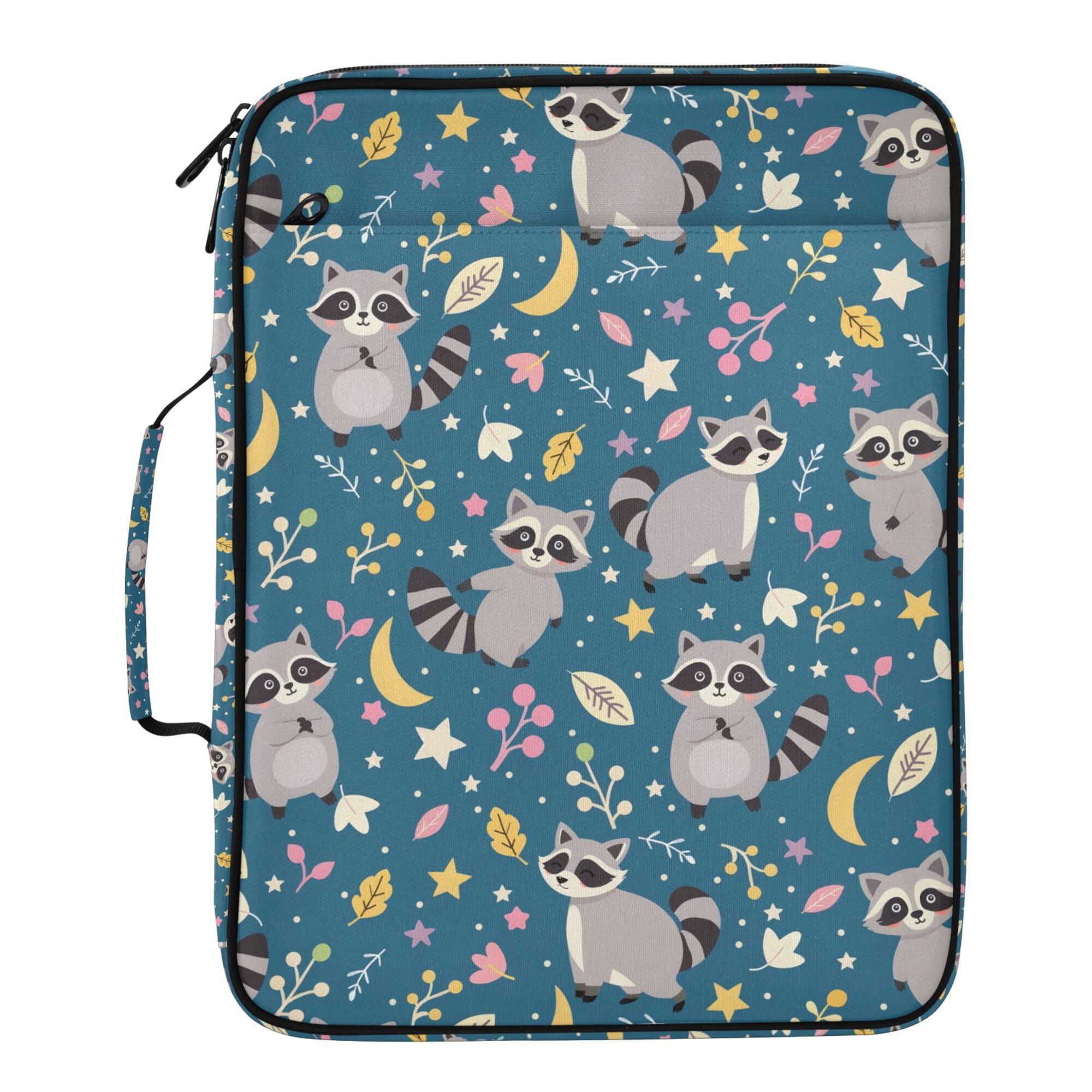 FORMRS Accordion File Folder A4 Size 7-Pocket Expanding Document Organizer Bag with 3 Ring Binder, Blue Raccoon Star Pattern