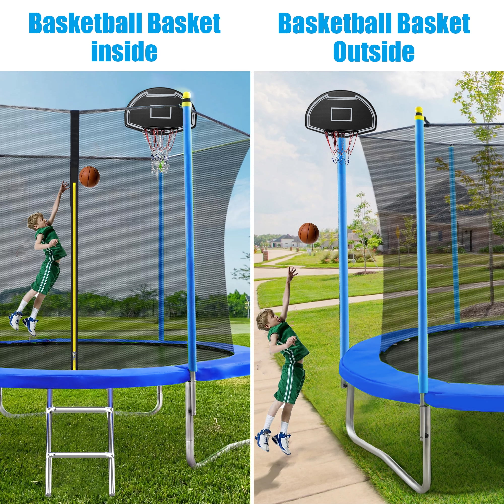 Shengchao Trade 10FT Trampoline with Safety Enclosure Net and Basketball Hoop