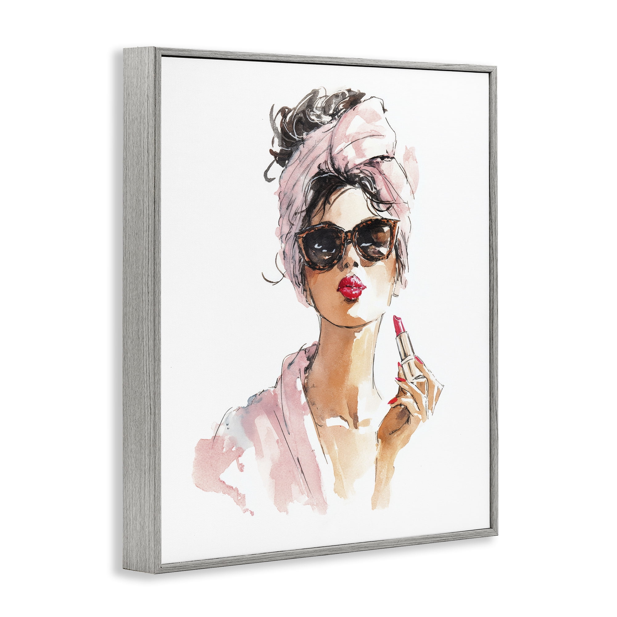 Stupell Industries Velour Secrets Lipstick Gray Framed Giclee Art, design by Svetlana Aleynikova