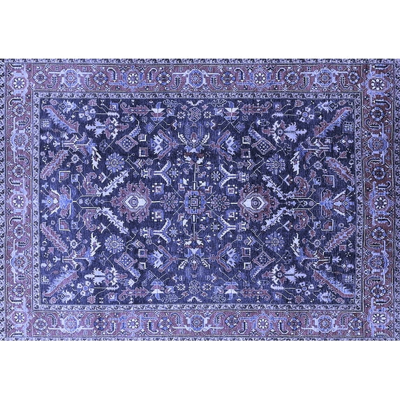 Ahgly Company Indoor Rectangle Oriental Blue Industrial Area Rugs, 7' x 10'