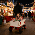 thumbnail image 2 of Olurrisa Red & Wood Children's Wagon with 4 All-Terrain Wheels & Side Handles, 260 lbs Capacity Outdoor Stroller Cart for Toys, Gardening, and Family Fun, 2 of 7