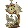 thumbnail image 1 of Ebros Howling Gray Wolves Family Table Clock with Pendulum 10.5" Height Decor, 1 of 4