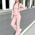 thumbnail image 4 of FAIWAD Girls Yoga Sets 2 Piece Outfits Long Sleeve Zip up Jacket and Leggings Athletic Gym Set, 4 of 8