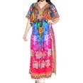 thumbnail image 4 of HAPPY BAY Women's African Beach Maxi Plus Size Caftan Casual Long Slit Dress Loungewear Dashiki Dresses for Women One Size Hot Pink, Peacock Feather, 4 of 5