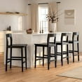 thumbnail image 5 of EYYTHUNG Farmhouse Wooden Bar Stools Set of 3, Mid Century Modern Counter Height Stools with Solid Wood Legs & Back, 25" Armless Barstools Chairs, Black, 5 of 7