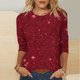thumbnail image 1 of Tejiojio Women's Sequin Top Round Neck 3/4 Sleeves Sparkly Casual Party Blouse S-2XL, 1 of 5
