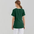 thumbnail image 3 of Ktyne Blouses Médicales pour Femmes Col en V Manches Courtes Extensibles Uniforme d'Infirmière Doux avec Poches Vert Foncé S, 3 of 4