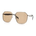 thumbnail image 5 of Mens Luxury Geometric Metal Rim Hustler Fashion Rectangle Sunglasses Silver Black - Beige, 5 of 8