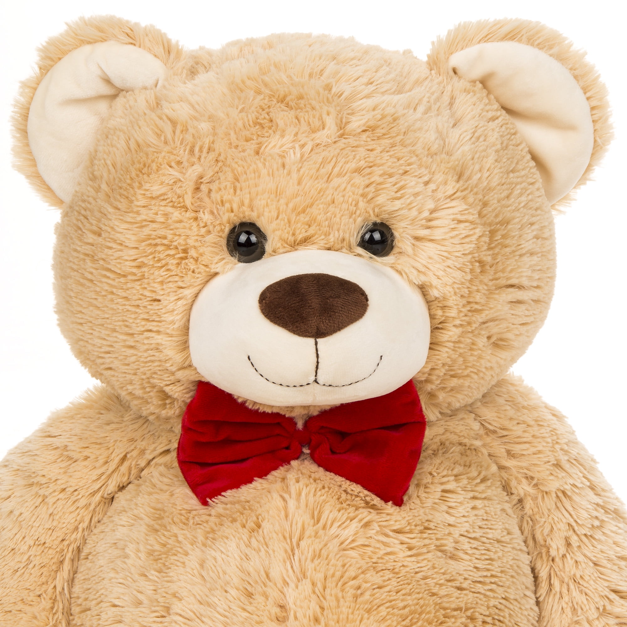 brown teddy bear with red bow