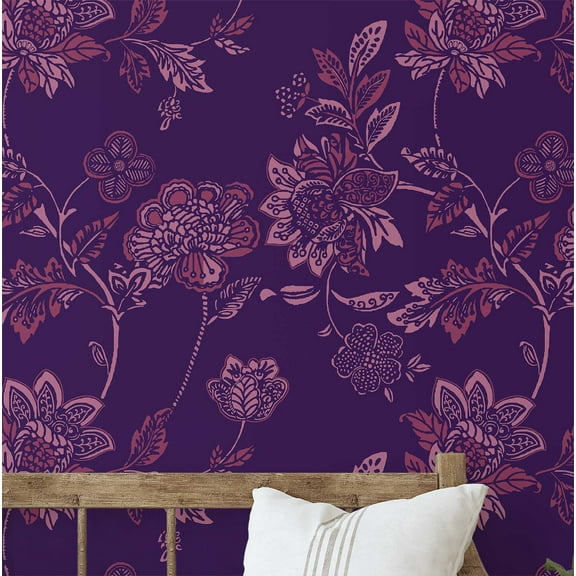 S4Sassy Vintage Floral Wallpaper- Purple Wall Covering, 25" x 60" Self-Adhesive Textured Vinyl Walls Paper, Wall Wrap, Easy DIY Walls Covering For Farmhouse Bedroom, Living Room, Living Space