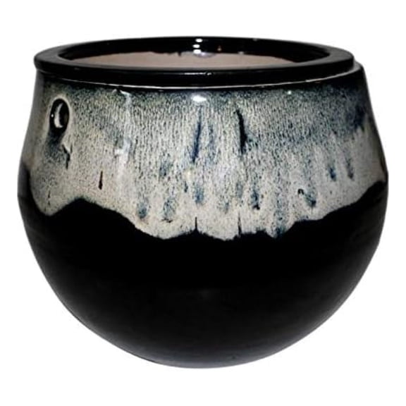 8" Teardrop Self Watering Pot (White Over Onyx)