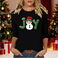 thumbnail image 3 of asdoklhq Sweatshirts Ladies' Christmas Round Neck 3/4 Sleeve T-shirt Shirt Black 3X, 3 of 5