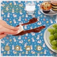 thumbnail image 6 of Easter and Pink Bunnies Blue Pattern Round Tablecloth 60", Wrinkle-Resistant Wipeable Cover for Kitchen, Dining, Picnic & Patio, 6 of 6
