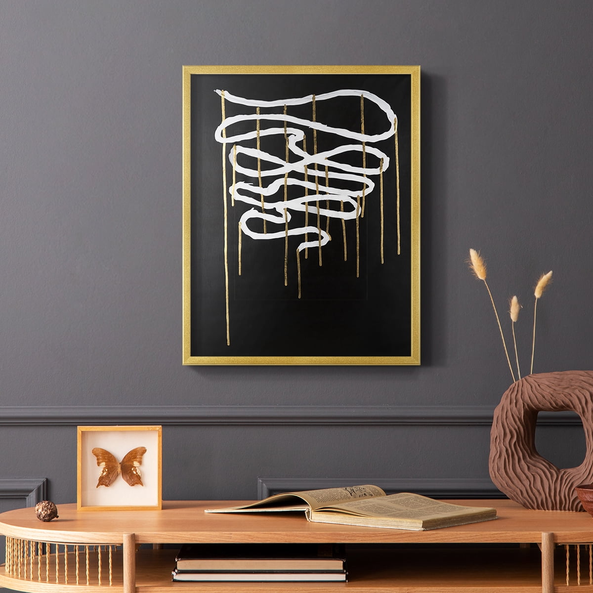 Weeping Ribbon II Framed Print in Gold Solid Wood 8 x 10 Framed Print