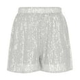 thumbnail image 4 of White Women Sequin Sparkly Glitter Straight Leg Elastic Waist Plain Shorts for Women Elegant Fall Summer 2025 Clothing Trendy Country Concert Y2K XL, 4 of 6