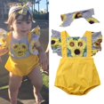 thumbnail image 1 of Bébé Fille Belle Été Floral Sans Manches Romper Combinaison Combinaison + Bandeau Tenues, 1 of 4