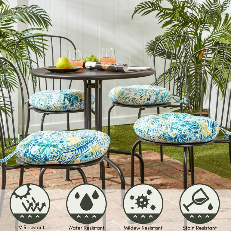 Coussin D'extérieur Rond Imprimé Tropical Feuilles Multicolores