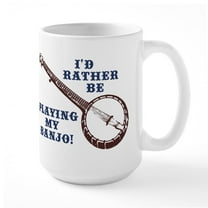 CafePress - I'd Rather Be Playing My Banjo Large Mug - 15 oz Ceramic Large White Novelty Mug