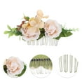 thumbnail image 3 of Unique Bargains 1 Pc Women's Styling Simulated Flowers Side Comb for Parties Beige Polyester Fabric Iron, 3 of 4