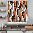 thumbnail image 5 of Abstract Stripes Sheer Curtains 45 Inches Long, Retro Modern Orange Black Gray Lines Light Filering Curtains, Breathable Simi Curtain Privacy Drapes for Kitchen Bathroom Small Window Treatment, 5 of 9