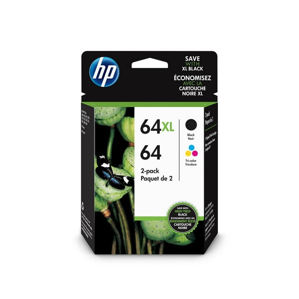 Cartucho de tinta HP 64 CLR/64XL BLK (3YP23AN #140), paquete de 2