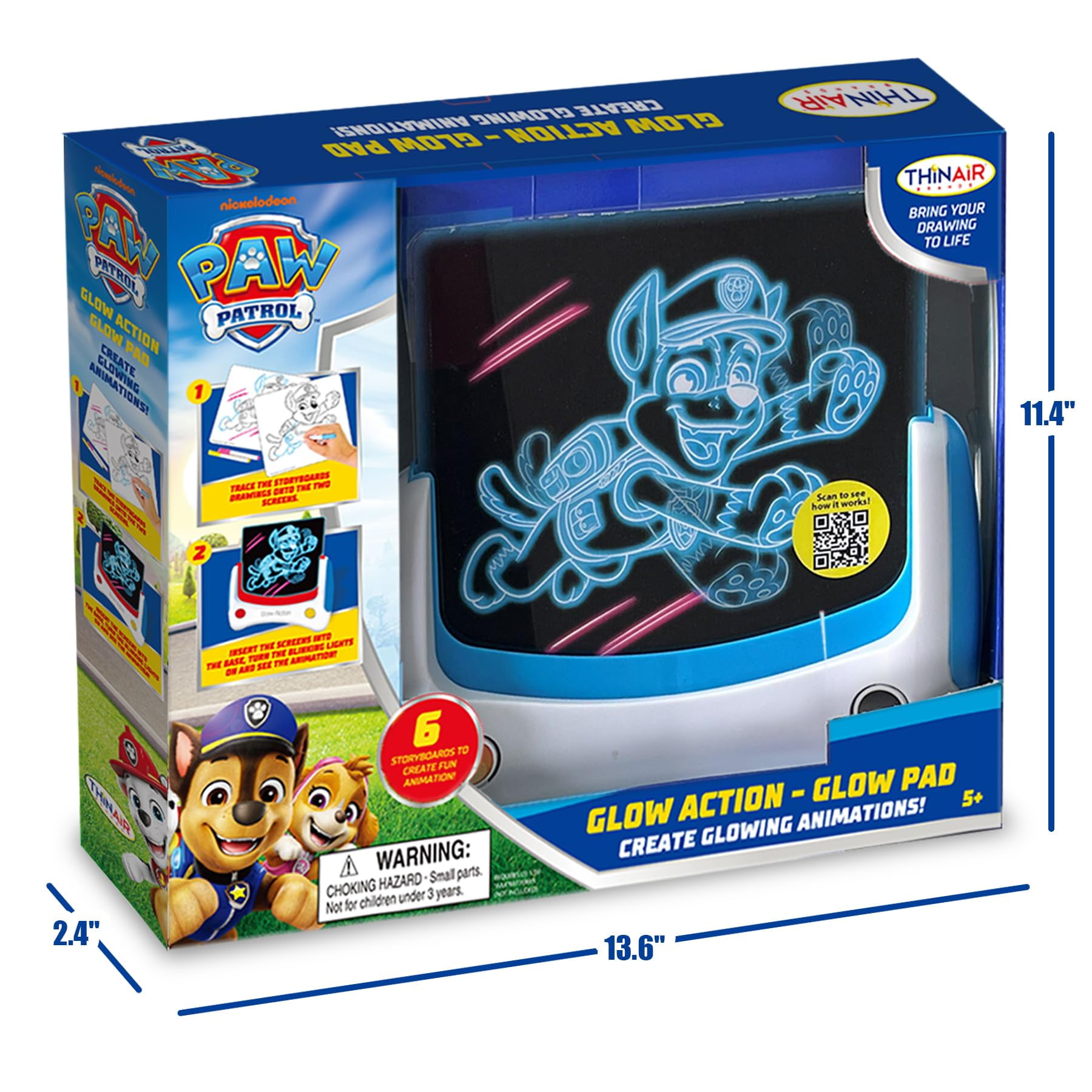 PAW Patrol Animated Glow Pad – LED Drawing Pad for Kids with 6 Storyboards, 3 Markers