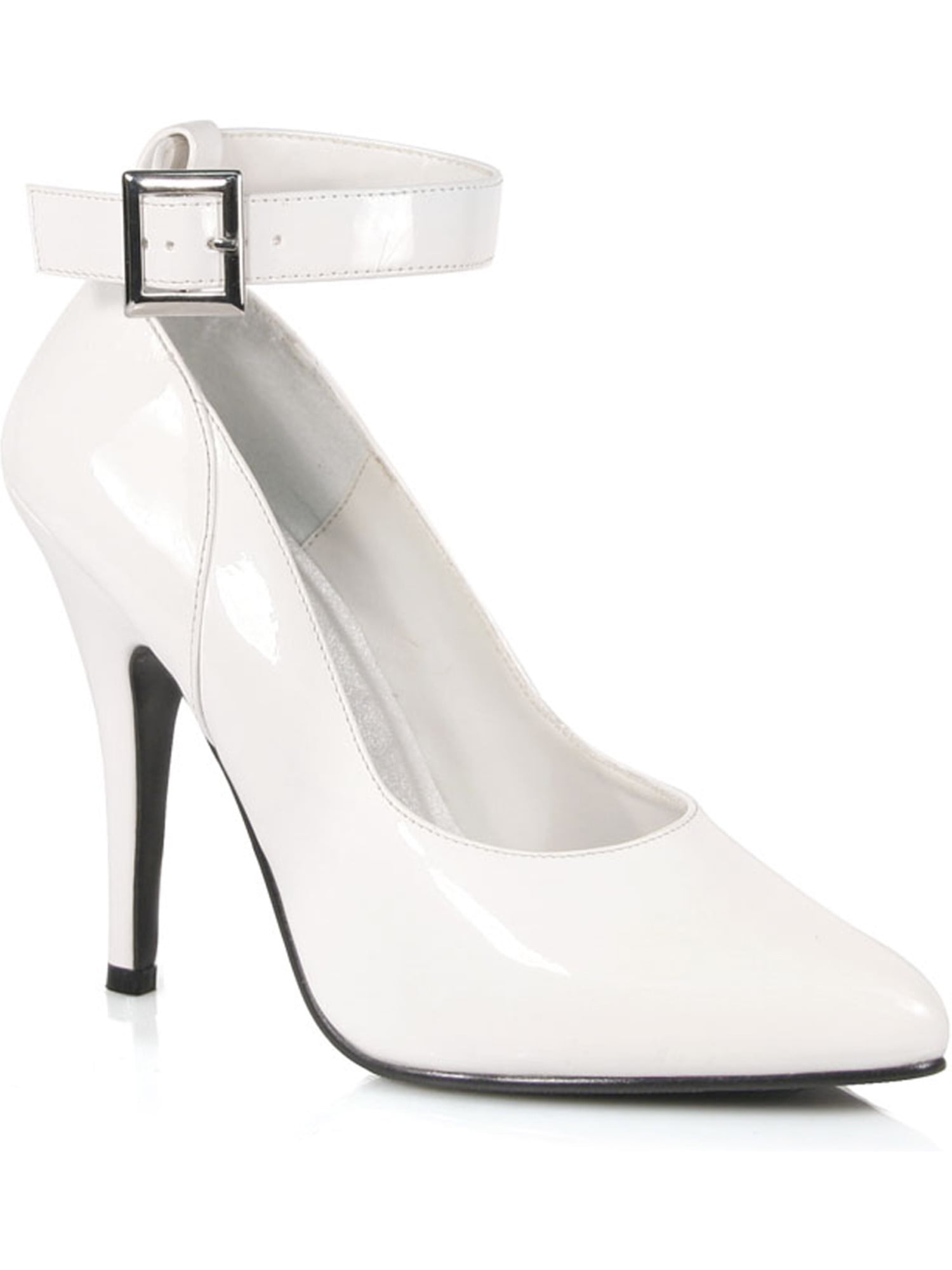 Pleaser - Womens White Pumps 5 Inch Heels Buckle Ankle Strap Dressy