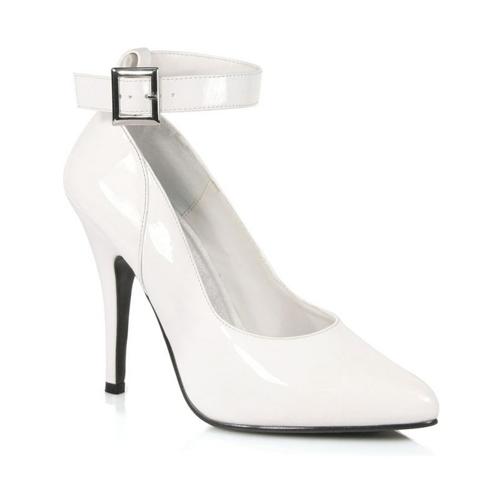 Pleaser Womens White Pumps 5 Inch Heels Buckle Ankle Strap Dressy