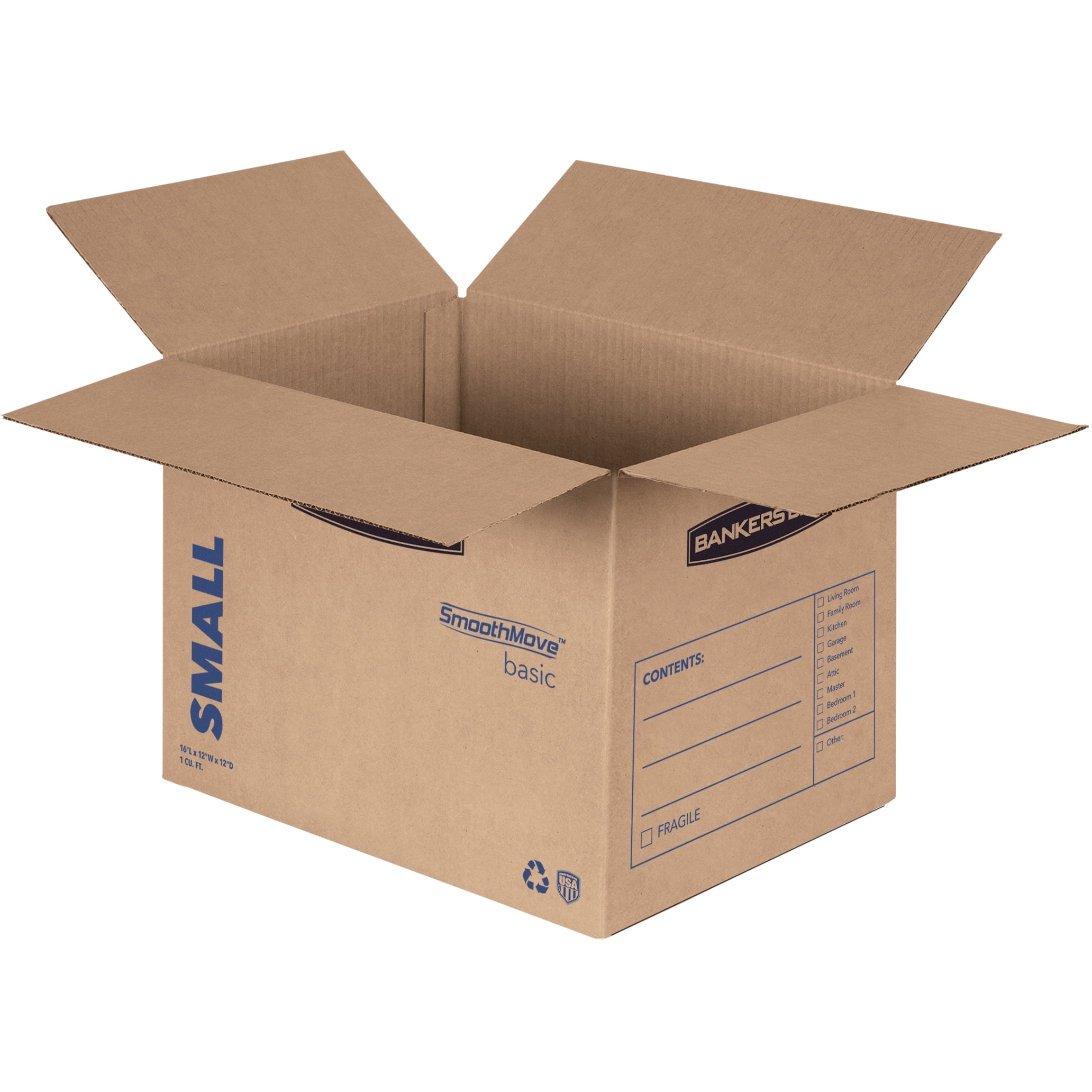 Bankers Box SmoothMove Basic Moving Boxes, Small, Kraft, Black, 25 / Carton (Quantity)